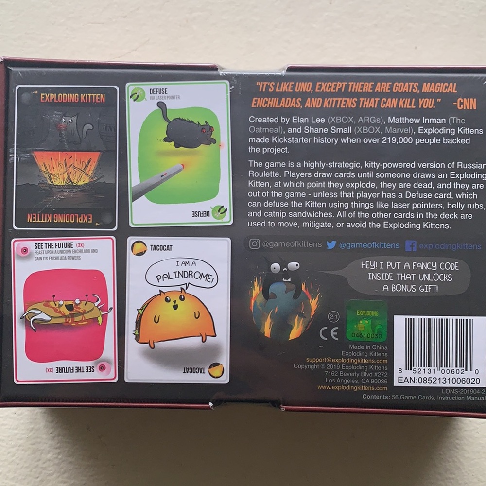 NWT Exploding Kittens Card Game - Picture 2 of 3